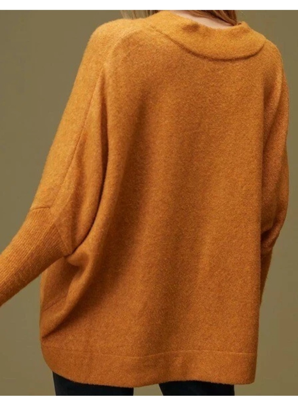 by Anthropologie Cross V-Neck Sweater Dolman Sleeve Orange Women’s boxy Cozy - Picture 2 of 5